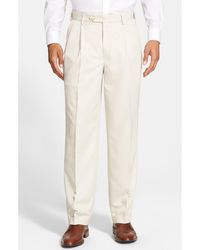 Berle - Self Sizer Waist Pleated Classic Fit Microfiber Trousers - Lyst