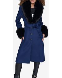 Karl Lagerfeld - Faux Fur & Wool Blend Coat - Lyst