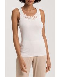 Hanro - Kalea Embroidered Trim Cotton Tank Top - Lyst