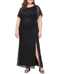 Sl Fashions - Flutter Sleeve Metallic Gown - Lyst