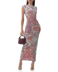 AFRM - Cody Print Mesh Dress - Lyst