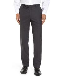 Berle - Flat Front Stretch Solid Wool Trousers - Lyst