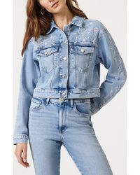 Mavi - Harmony Floral Embroidered Crop Denim Jacket - Lyst