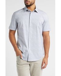 Bugatchi - Miles Ooohcotton Abstract Print Short Sleeve Button-Up Shirt - Lyst