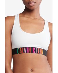 Calvin Klein - Logo Band Racerback Cotton Blend Bralette - Lyst