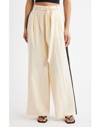 Mango - Side Stripe Linen Drawstring Pants - Lyst