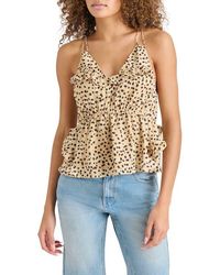 Steve Madden - Mina Leopard Spot Ruffle Peplum Camisole - Lyst