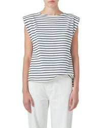 Grey Lab - Stripe Padded Shoulder Muscle T-Shirt - Lyst
