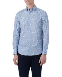 Bugatchi - Ooohcotton® James Leaf Print Button-up Shirt - Lyst