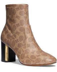 coach lorimer coated canvas monogram combat booties
