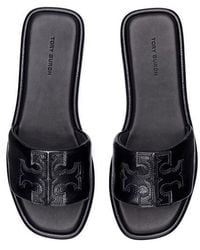 Tory Burch - Double-t Leather Sport Slide Sandal - Lyst