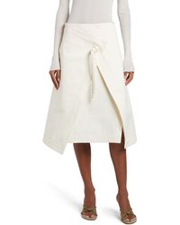 Bottega Veneta - Knot Detail Cotton Twill Faux Wrap Skirt - Lyst