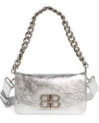Balenciaga - Small Bb Soft Flap Metallic Leather Crossbody Bag - Lyst