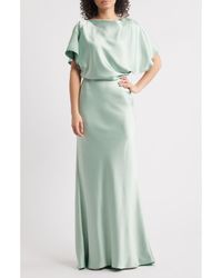 Amsale - Blouson Bodice Bias Cut Satin Gown - Lyst