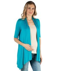 24seven Comfort Apparel - Maternity Loose Fit Open Front Cardigan - Lyst