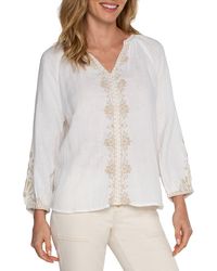Liverpool Los Angeles - Embroidered Double Gauze Top - Lyst