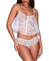 Fleur du Mal - Flutter Sheer Lace Crop Camisole - Lyst