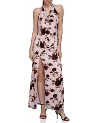 Avec Les Filles - Floral Devoré Halter Maxi Cocktail Dress - Lyst