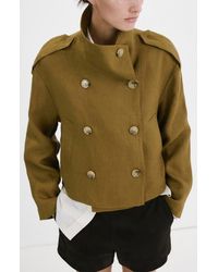 Mango - Funnel Neck Linen Jacket - Lyst