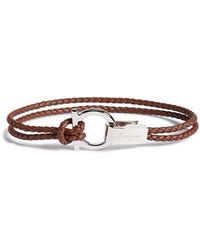 Lyst Ferragamo Woven Leather Gancio Bracelet In Blue For Men Ferragamo Double Braided Gancini Leather Bracelet Lyst
