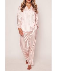 Petite Plume - Stripe Mulberry Silk Pajamas - Lyst