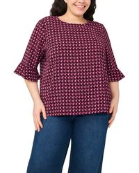 Cece - Ruffle Cuff Print Top - Lyst