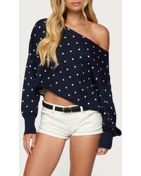 Edikted - Oversize Off The Shoulder Polka Dot Sweater - Lyst