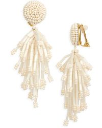 Oscar de la Renta - Fringe Tassel Clip-On Drop Earrings - Lyst