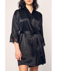 Petite Plume - Lace Trim Mulberry Silk Robe - Lyst