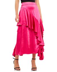 Endless Rose - Waterfall Ruffle Satin Maxi Skirt - Lyst