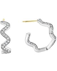 Lagos - Caviar Spark Diamond Wave Hoop Earrings - Lyst