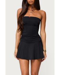 Edikted - Evonna Strapless Flared Romper - Lyst