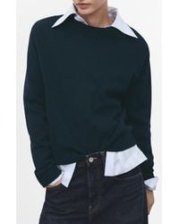 Mango - Crewneck Cotton & Wool Blend Sweater - Lyst