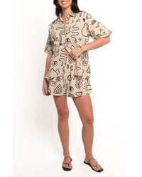Petal & Pup - Isabella Mixed Print Button-Up Shirt & Drawstring Shorts Set - Lyst