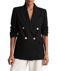 Reiss - Eden Double Breasted Linen Blend Jacket - Lyst