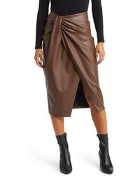 Open Edit - Wrap Front Faux Leather Skirt - Lyst