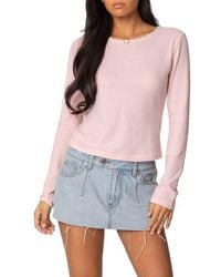 Edikted - Rosemarie Waffle Knit Long Sleeve Top - Lyst