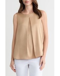 Kasper - Box Pleat Sleeveless Matte Satin Top - Lyst
