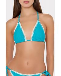 MILLY - Whipstitch Detail Triangle Bikini Top - Lyst