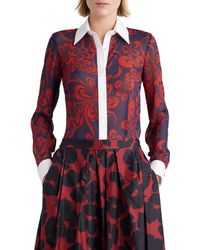 Dries Van Noten - Print Contrast Trim Silk & Cotton Button-up Shirt - Lyst