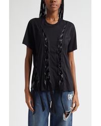Simone Rocha - Unraveling Ribbon Inset T-Shirt - Lyst