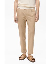 Mango - Slim Fit Linen & Cotton Drawstring Pants - Lyst