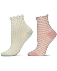 Memoi - Gingham Assorted 2-Pack Ankle Socks - Lyst