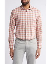 Scott Barber - Bold Gingham Linen Twill Button-up Shirt - Lyst
