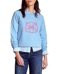 Boden - Rosa Cat Embroidered Cotton Sweatshirt - Lyst