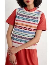 Seasalt Cornwall - Percella Cove Fair Isle Merino Wool Blend Sweater Vest - Lyst