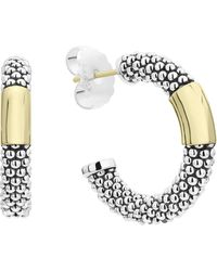 Lagos - 18k Gold Bar Caviar Hoop Earrings - Lyst