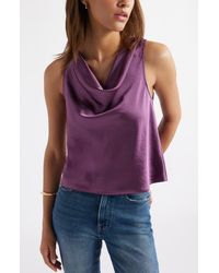 Open Edit - Sleeveless Cowl Neck Satin Top - Lyst