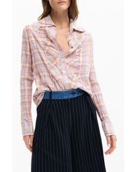 Desigual - Check Print Button-Up Shirt - Lyst