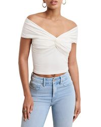 GOOD AMERICAN - Off The Shoulder Twist Jersey Crop Top - Lyst